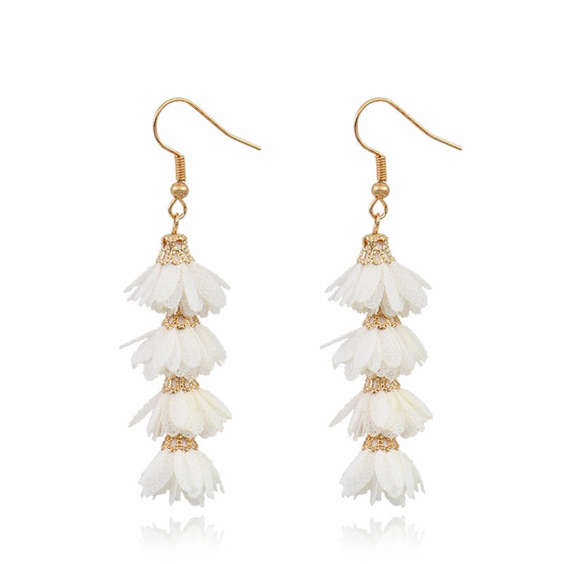 Wholesale Long Fabric Alloy Earrings