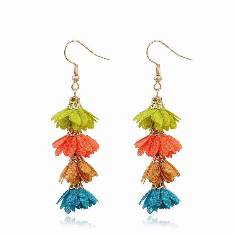 Wholesale Long Fabric Alloy Earrings