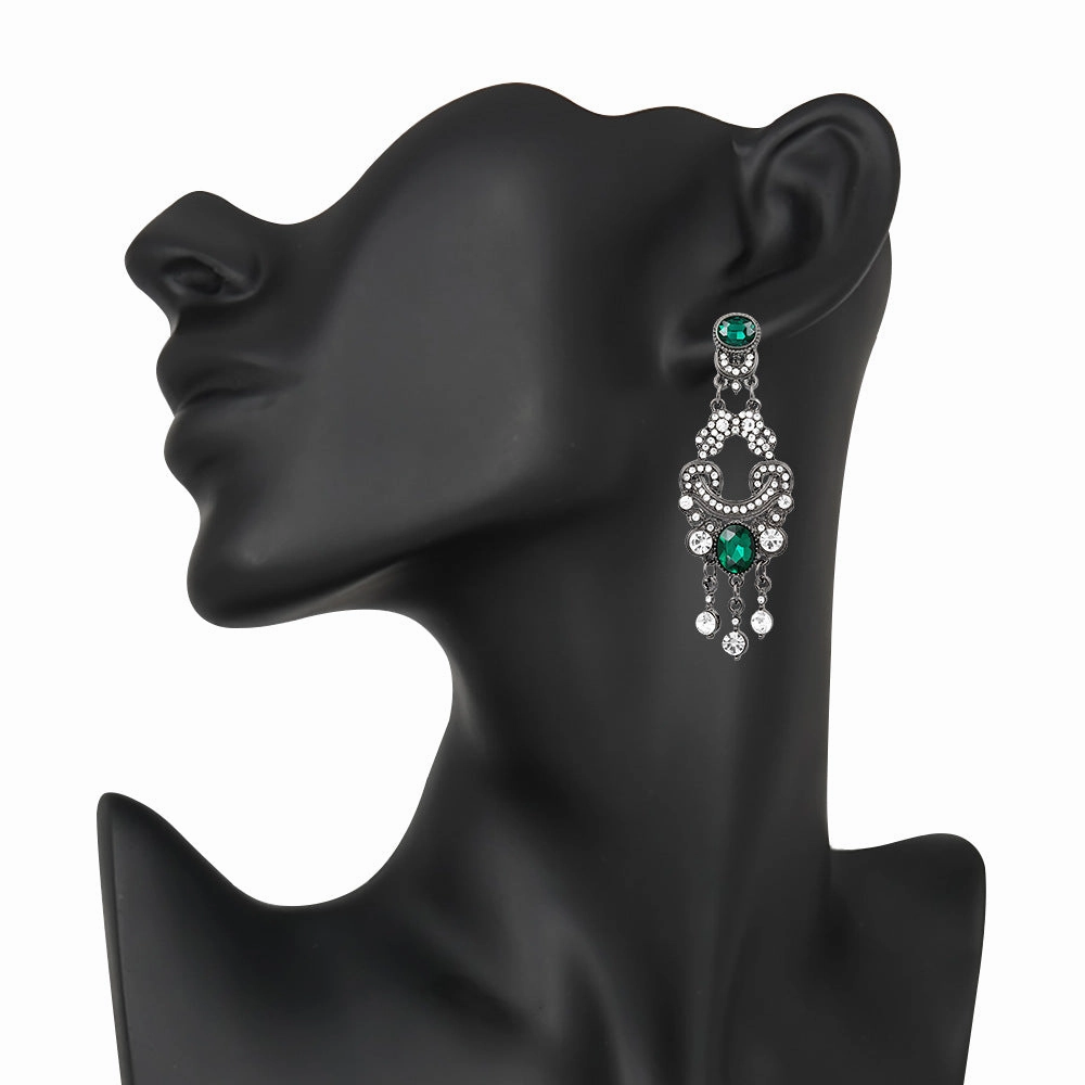 Wholesale Long Full Diamond Tassel Hollow Out Banquet Earrings