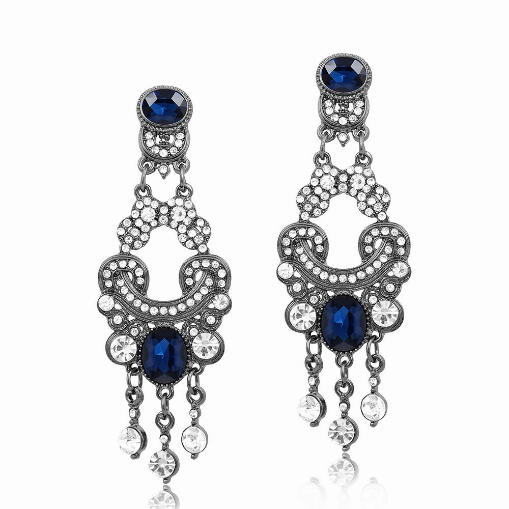 Wholesale Long Full Diamond Tassel Hollow Out Banquet Earrings