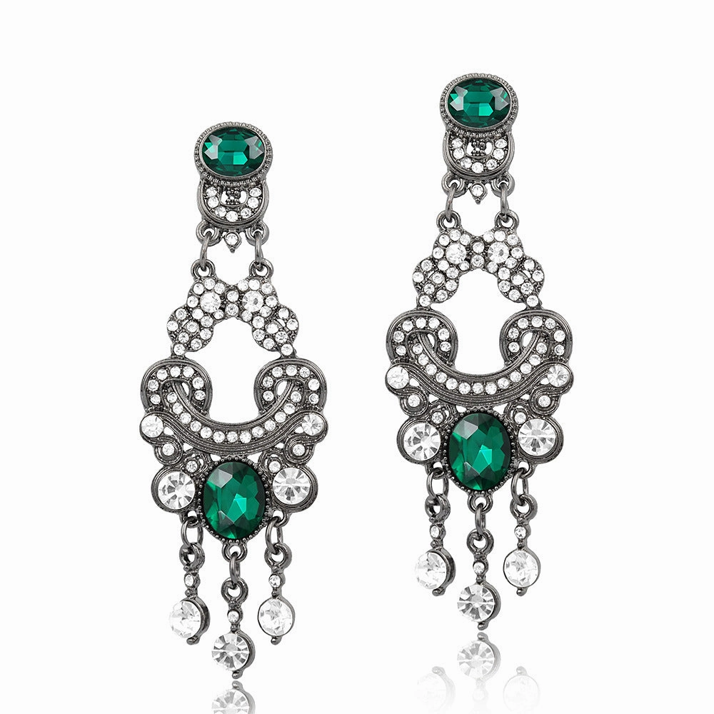 Wholesale Long Full Diamond Tassel Hollow Out Banquet Earrings