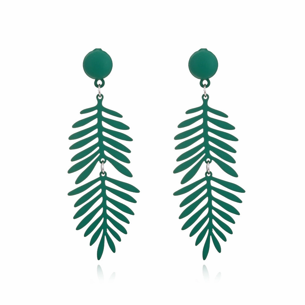 Wholesale Long Leaves Alloy Earrings