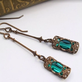 Wholesale Long Length Gemstones Vintage Alloy Earrings
