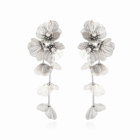Wholesale Long Metal Flower Tassel Earrings