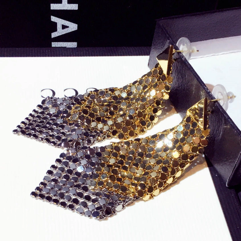 Wholesale Long Sequin Tassel Copper Earrings