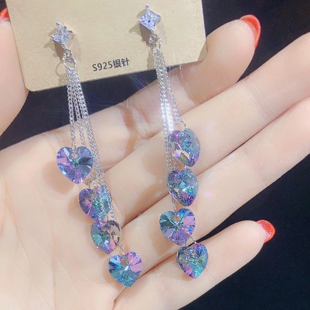 Wholesale Long Tassels Crystal Earrings
