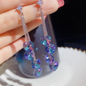 Wholesale Long Tassels Crystal Earrings