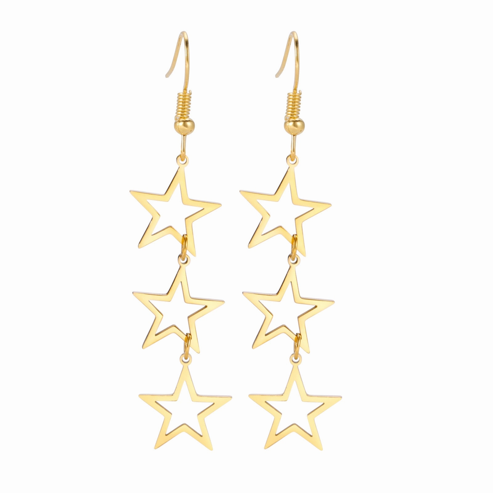 Wholesale Long Tassels Hollow Out Stars Stainless Steel Earrings