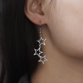 Wholesale Long Tassels Hollow Out Stars Stainless Steel Earrings
