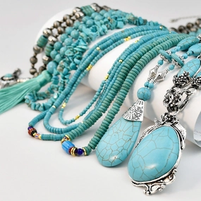 Wholesale Long Turquoise Beaded Necklace