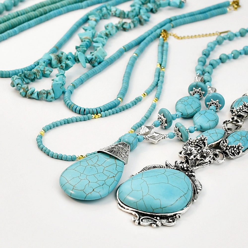 Wholesale Long Turquoise Beaded Necklace