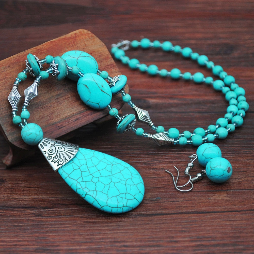 Wholesale Long Turquoise Beaded Necklace