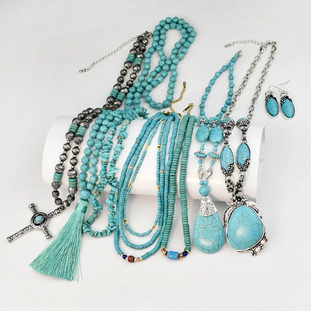 Wholesale Long Turquoise Beaded Necklace