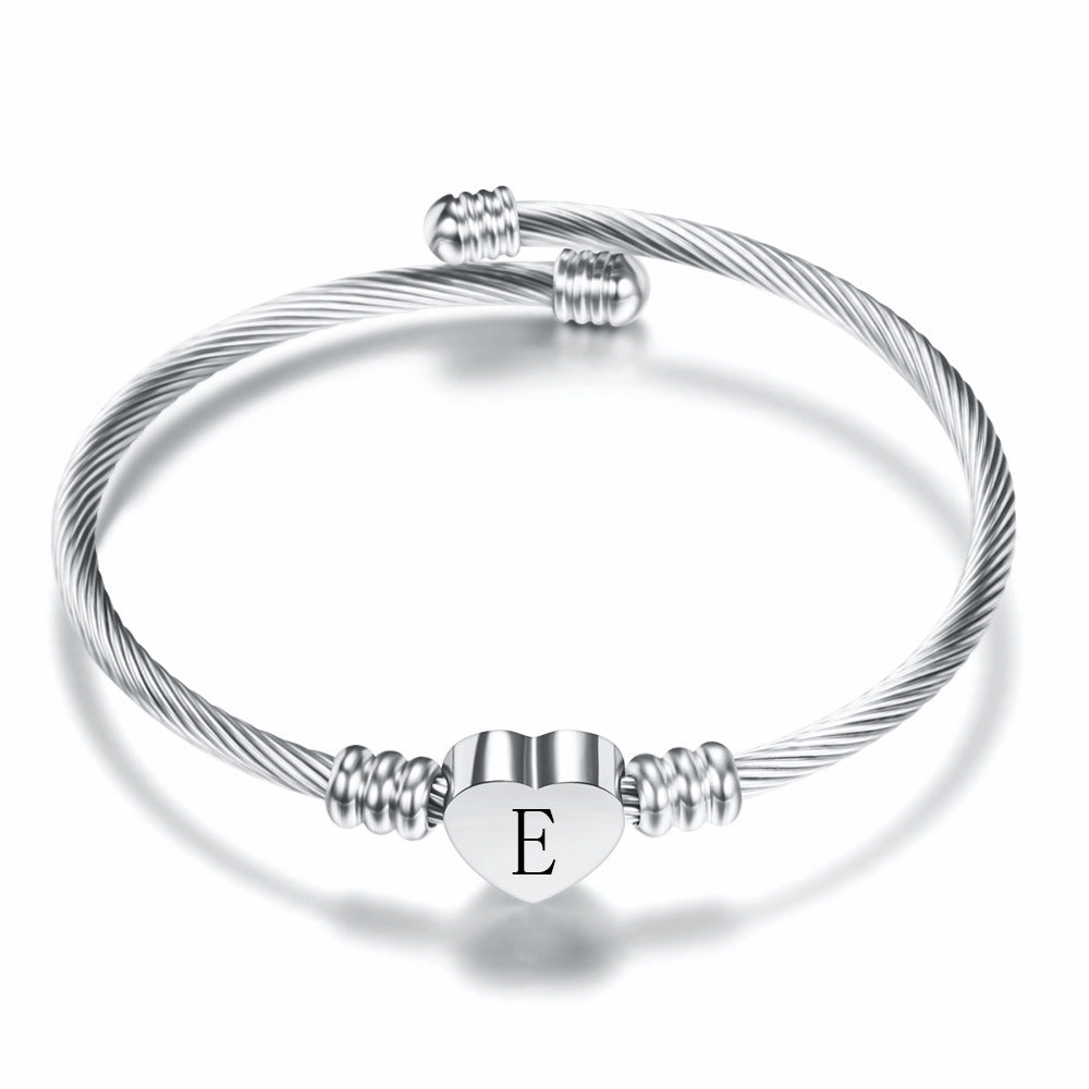 Wholesale Love 26 Letter Titanium Steel Women's Bracelets