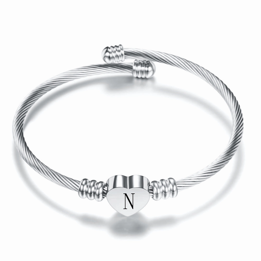 Wholesale Love 26 Letter Titanium Steel Women's Bracelets