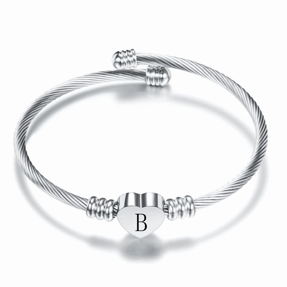 Wholesale Love 26 Letter Titanium Steel Women's Bracelets