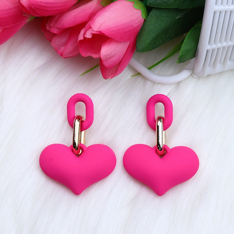 Wholesale Love Acrylic Simple Gold Buckle Chain Earrings