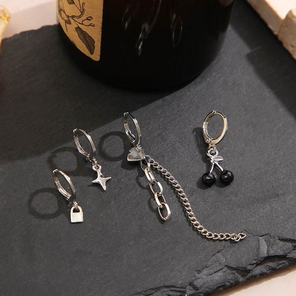 Wholesale Love Bear Alloy Ear Studs Set of 6