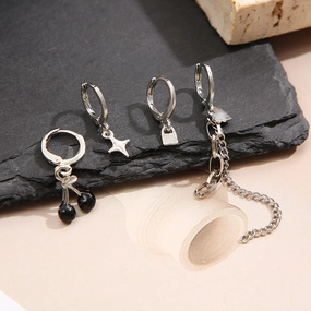 Wholesale Love Bear Alloy Ear Studs Set of 6