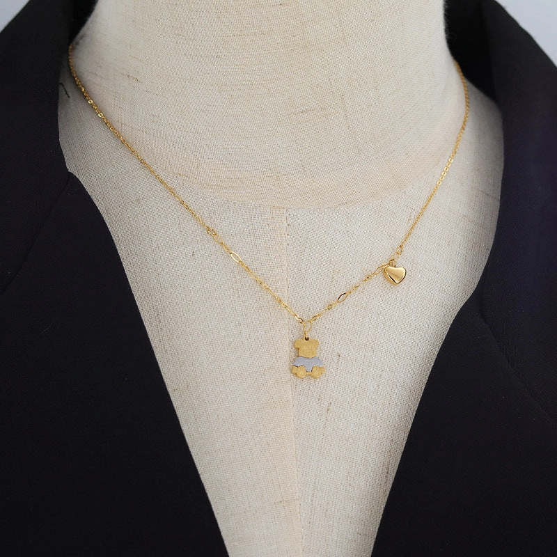 Wholesale Love Bear Stitching Titanium Steel Necklaces