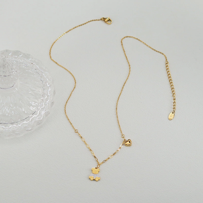 Wholesale Love Bear Stitching Titanium Steel Necklaces