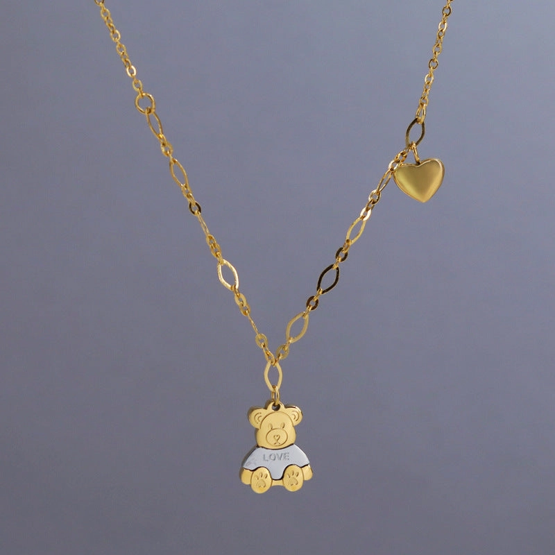Wholesale Love Bear Stitching Titanium Steel Necklaces