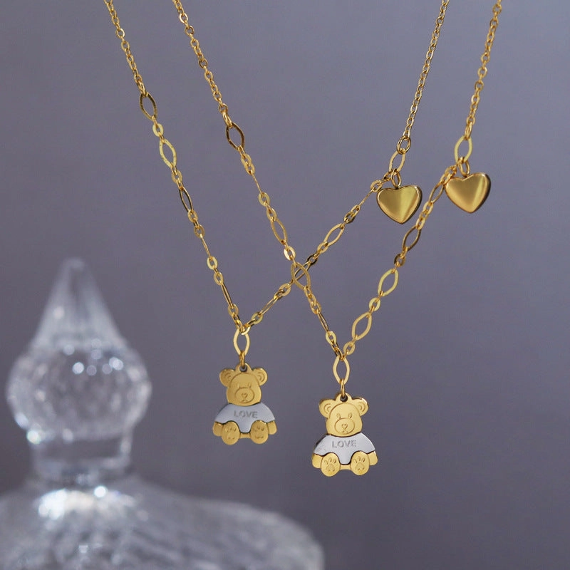 Wholesale Love Bear Stitching Titanium Steel Necklaces