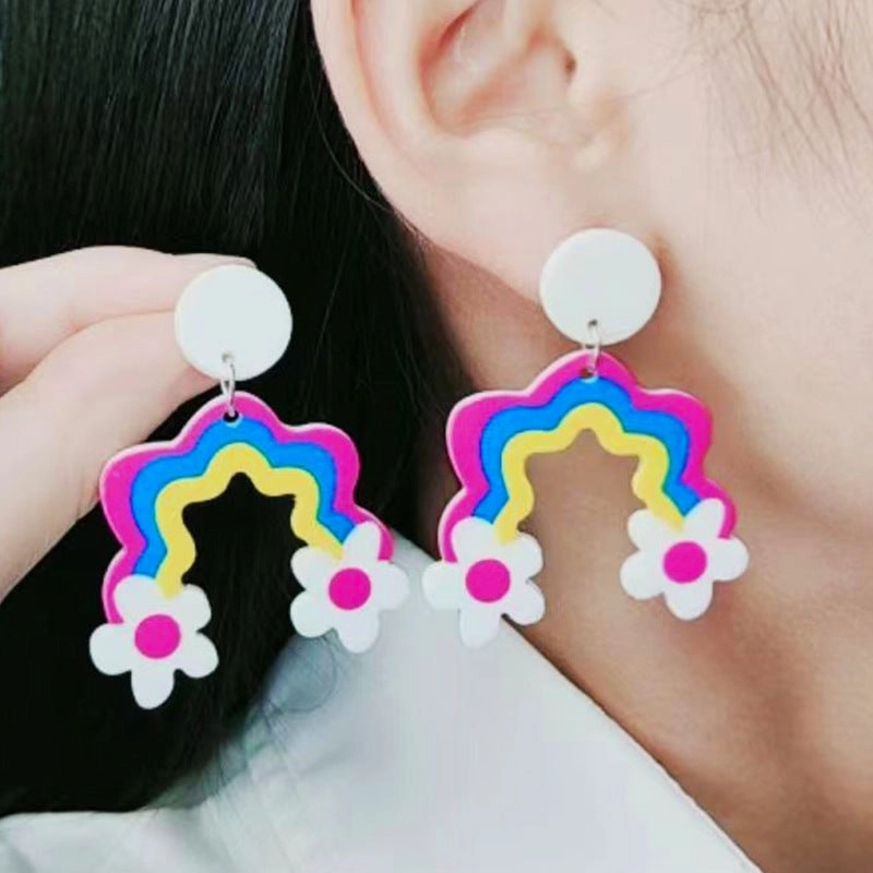 Wholesale Love Big Flowers Acrylic Earrings