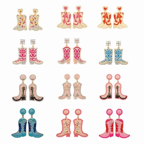 Wholesale Love Boots, Rice Bead Alloy Earrings
