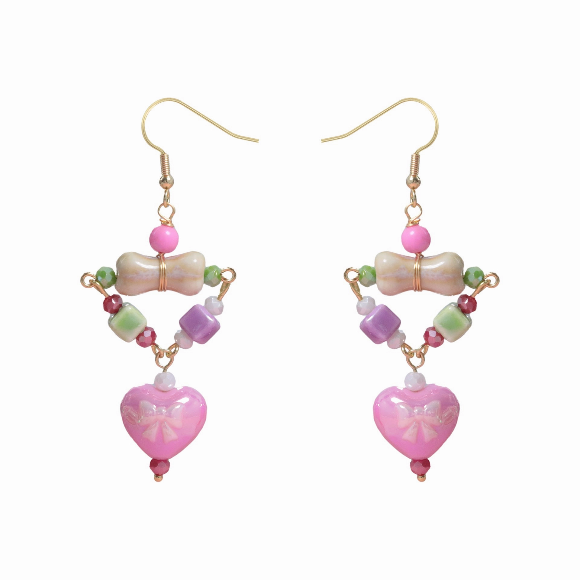 Wholesale Love Bow Beaded Acrylic Ear Hooks