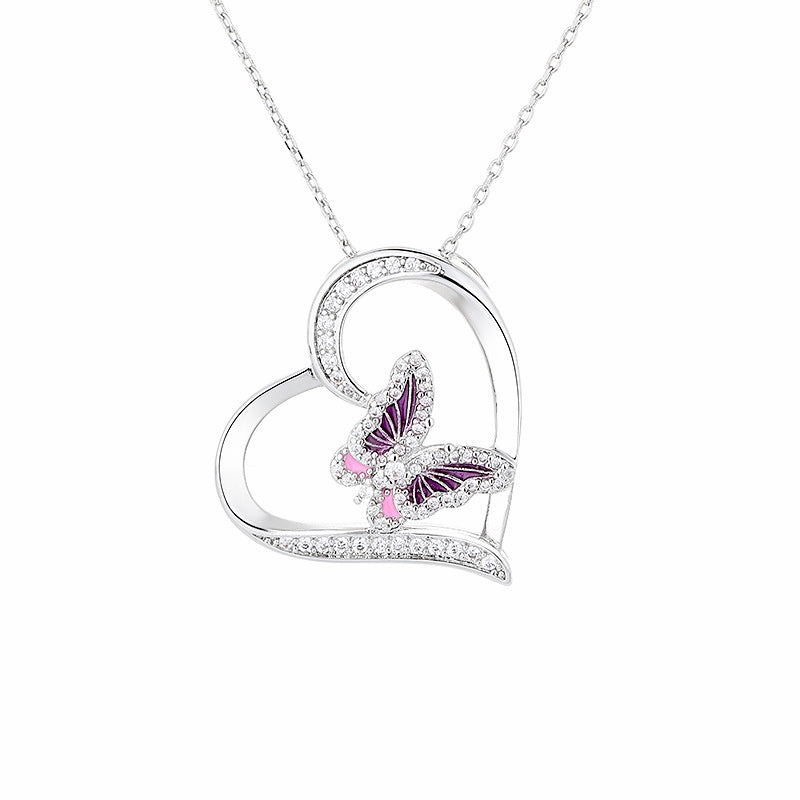 Wholesale Love Butterfly Diamond Bronze Necklaces