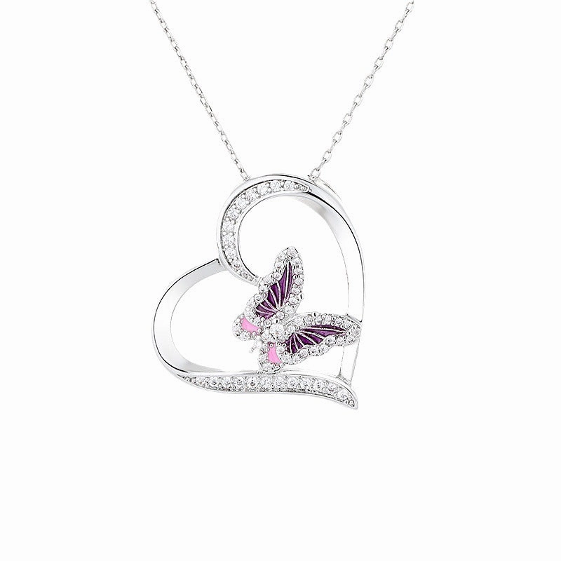 Wholesale Love Butterfly Diamond Bronze Necklaces