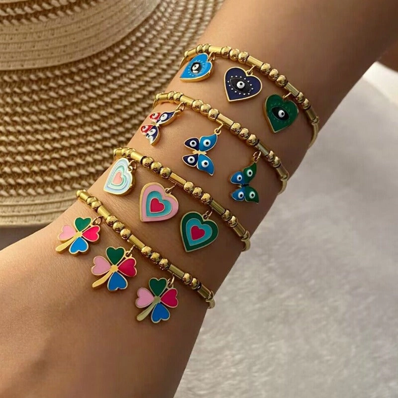 Wholesale Love Butterfly Eyes Stainless Steel Bracelet