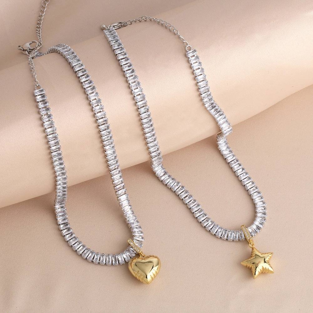 Wholesale Love Copper Plated 18k Gold Vintage Star Necklace