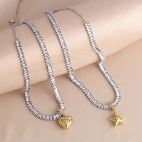 Wholesale Love Copper Plated 18k Gold Vintage Star Necklace