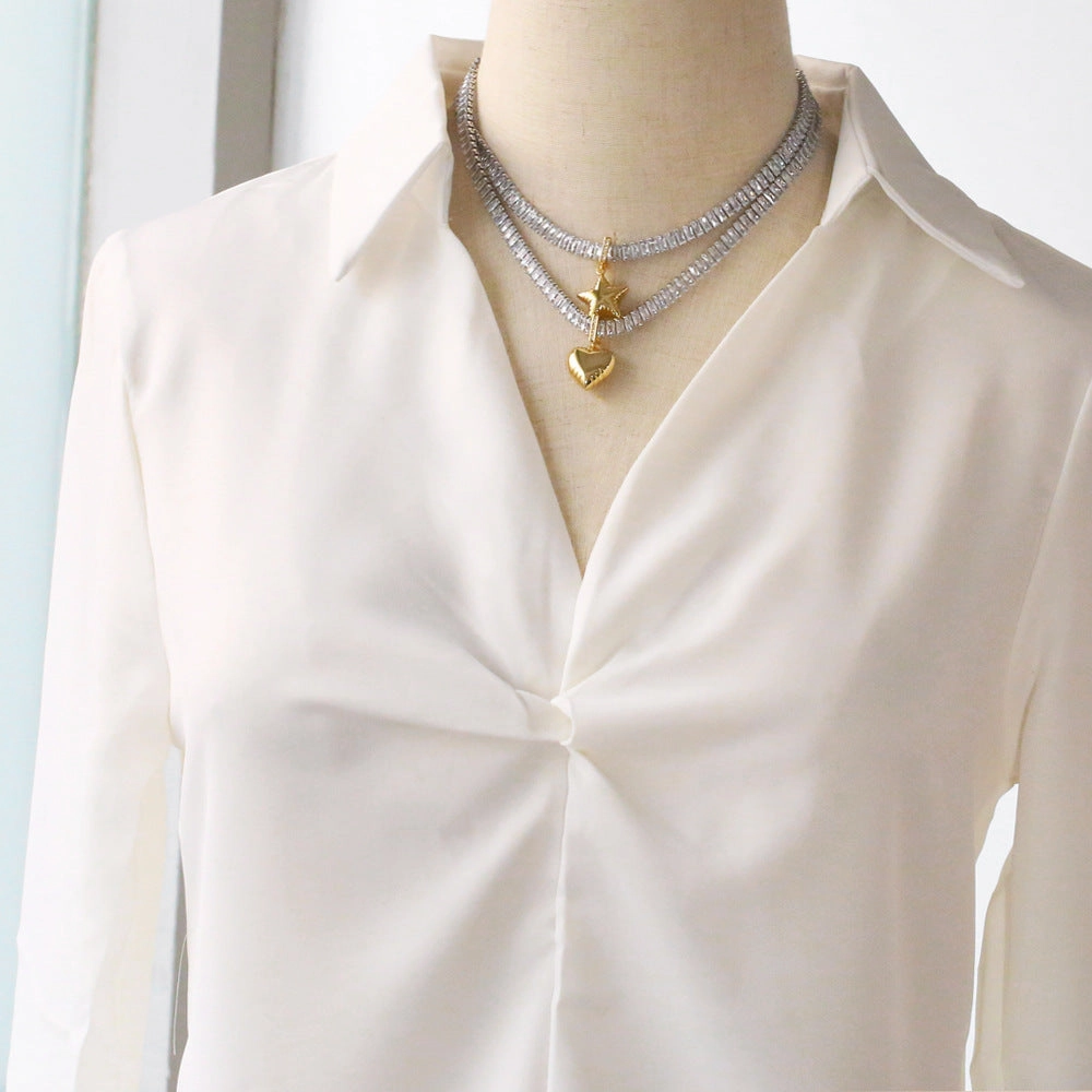 Wholesale Love Copper Plated 18k Gold Vintage Star Necklace