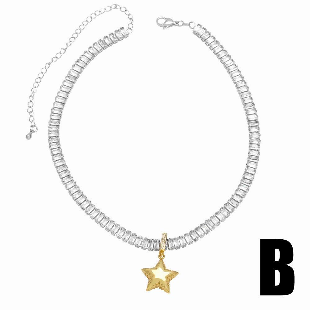 Wholesale Love Copper Plated 18k Gold Vintage Star Necklace