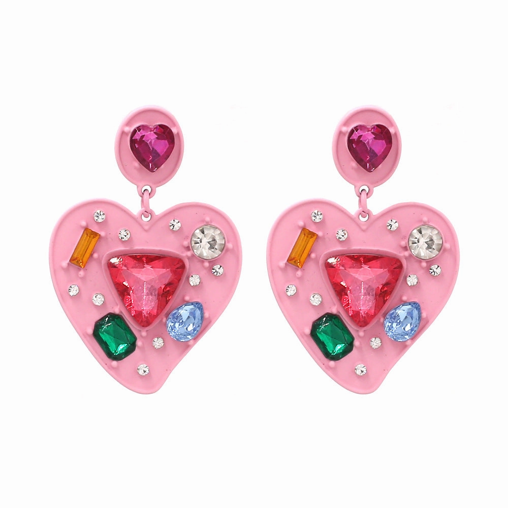 Wholesale Love Diamond Earrings Alloy