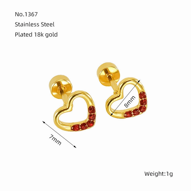 Wholesale Love Diamond Hollow Titanium Steel Earrings