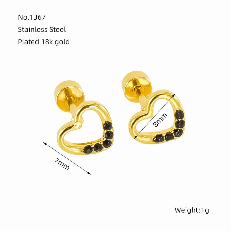 Wholesale Love Diamond Hollow Titanium Steel Earrings
