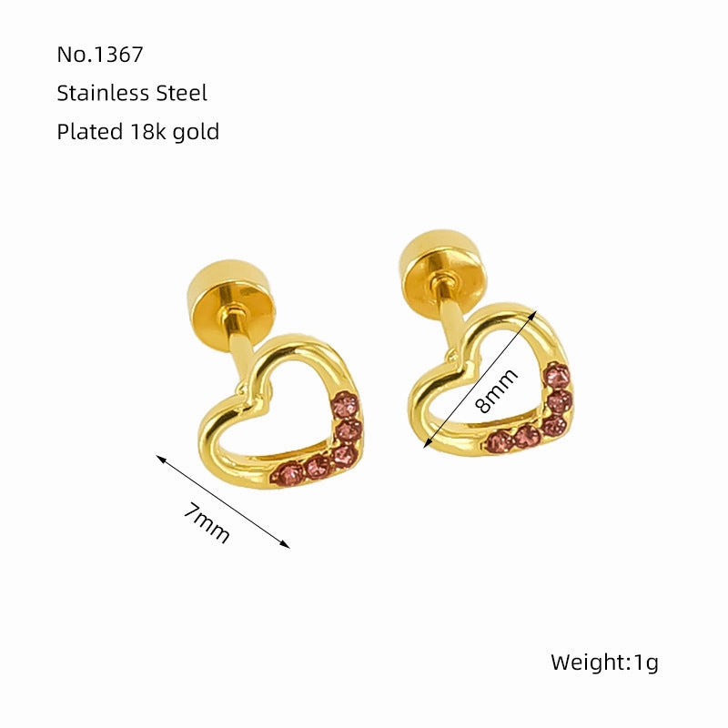 Wholesale Love Diamond Hollow Titanium Steel Earrings
