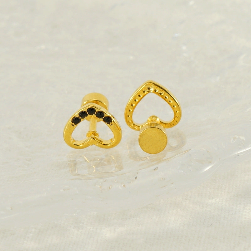 Wholesale Love Diamond Hollow Titanium Steel Earrings