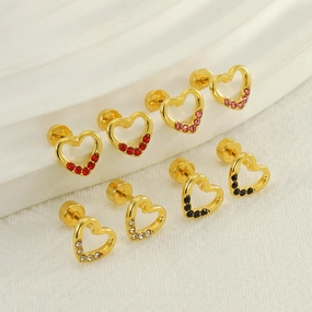 Wholesale Love Diamond Hollow Titanium Steel Earrings