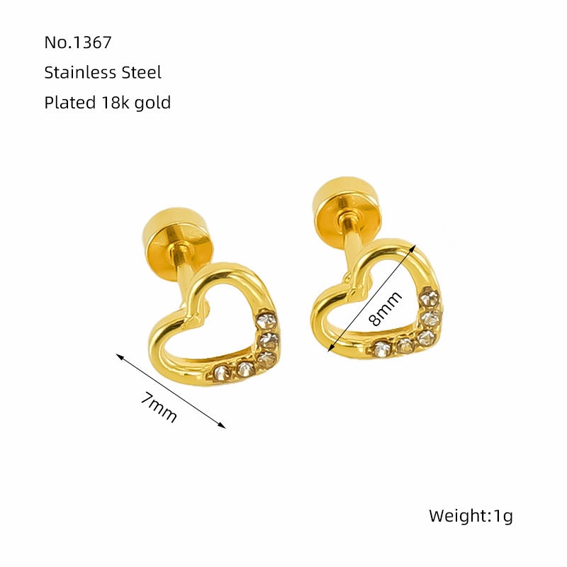 Wholesale Love Diamond Hollow Titanium Steel Earrings