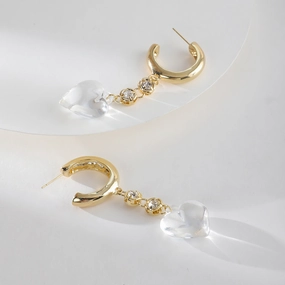 Wholesale Love Diamond Pearl Copper Stud Earrings