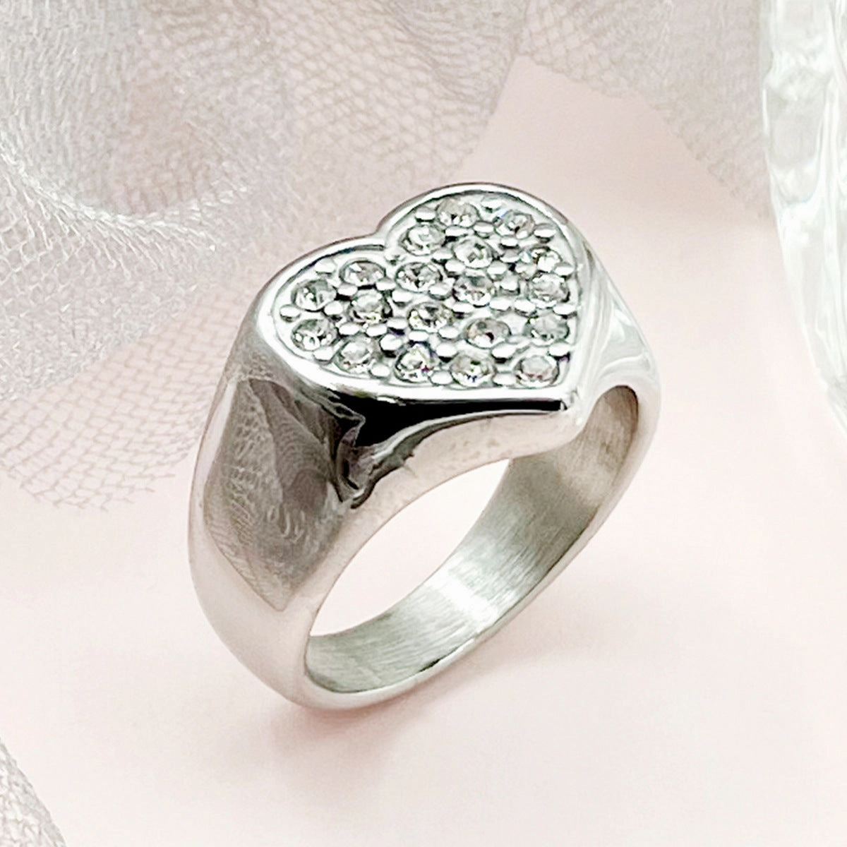 Wholesale Love Diamond Set Titanium Steel Rings