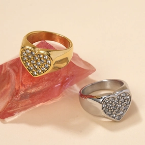 Wholesale Love Diamond Set Titanium Steel Rings