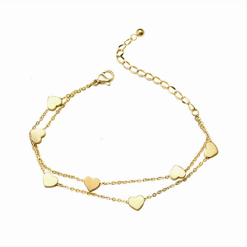 Wholesale Love Double Layer Stacked Titanium Steel 18k Gold Plated Bracelet