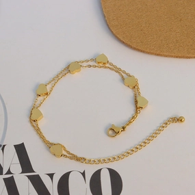 Wholesale Love Double Layer Stacked Titanium Steel 18k Gold Plated Bracelet