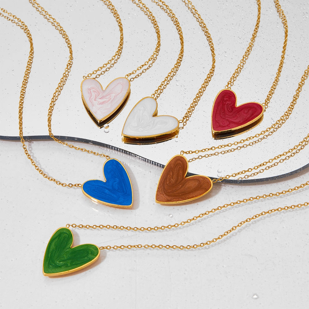 Wholesale Love Enamel Stainless Steel Pendant Necklace